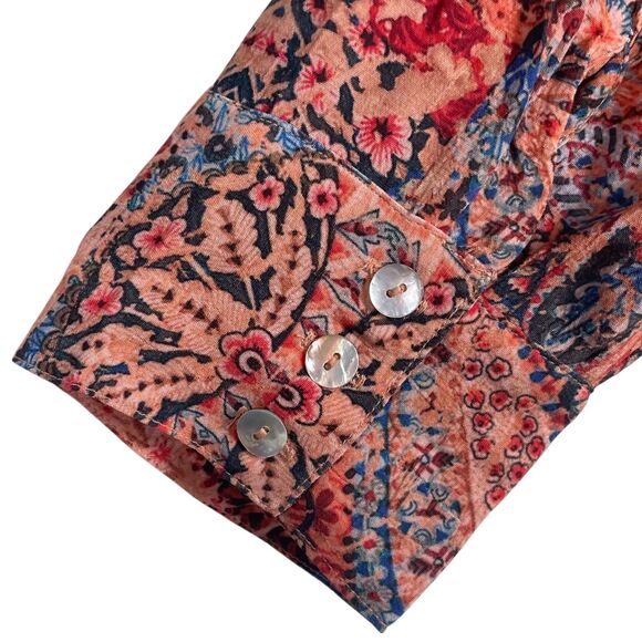 Soft Surroundings Atacama Patchwork Maxi Dress 1X Boho Orange Blue - Picture 9 of 16